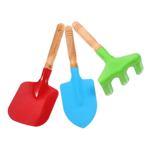 SKISUNO 3 Stück Teiliges Gartenwerkzeug Set für Robuste Metallwerkzeuge mit Holzgriff Sicher für Kleine Hände für Gartenabenteuer Farben Zufällig Zufällige Farbe Zufällige Farbe von SKISUNO