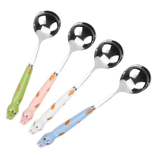 SKISUNO 4 Stück Teiliges Edelstahl Dessertlöffel mit Niedlichem Hasen design Vielseitig Verwendbar als Eis Kaffeelöffel Leichte Haushaltlöffel in Weiß Blau Grün SKISUNO 4 Stück Teiliges Edelstahl Dessertlöffel mit Niedlichem Hasen design Vielseitig Verwendbar als Eis Kaffeelöffel Leichte Haushaltlöffel in Weiß Blau Grün von SKISUNO