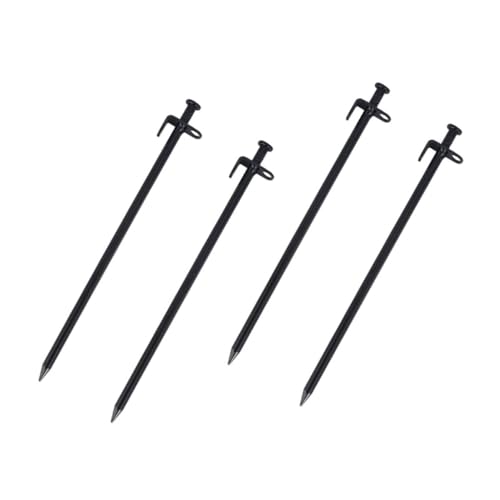 SKISUNO 4 Stück Teiliges Stahl Zeltheringe Extra Lang und Rostfreie Camping Heringe mit Großem Kopf für Festen Halt Festsitzendem Boden Sand und Schnee Wiederverwendbar und Leicht zu von SKISUNO