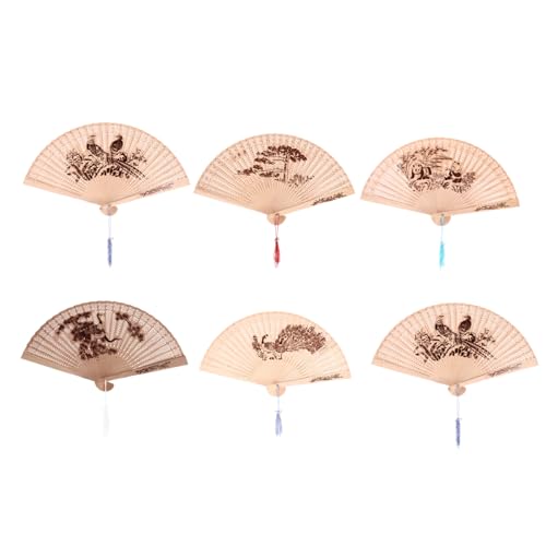 SKISUNO 6 Stück Teiliges Chinesischer Handlicher Holzfächer Feingliedrig Ausgeschnittene Faltbare Deko-fächer als Hochzeitsschmuck und Sommerlicher Begleiter für Frische Luft SKISUNO 6 Stück Teiliges Chinesischer Handlicher Holzfächer Feingliedrig Ausgeschnittene Faltbare Deko-fächer als Hochzeitsschmuck und Sommerlicher Begleiter für Frische Luft von SKISUNO