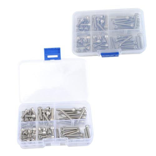 SKISUNO 60 Stück Teiliges Edelstahl Schrauben und Muttern Sortiment bis Innensechskant Zylinderschrauben Set mit Aufbewahrungsbox für Präzisionsmaschinen Elektronik Haushalt und Industrie von SKISUNO