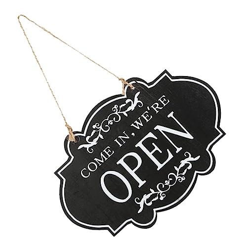 SKISUNO Doppelseitiges Türschild Open Closed Schild Vintage Stil Hängend mit Lanyard Für Geschäft Bar Restaurant Sichtbar Schwarz von SKISUNO