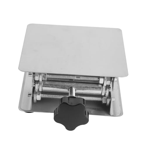 SKISUNO Edelstahl Labor Hebebühne Verstellbar Lab Jack Plattform mit Schraubknopf für Präzise Höhenanpassung Kompakt Robust Geeignet für Chemische und Biologische Experimente von SKISUNO