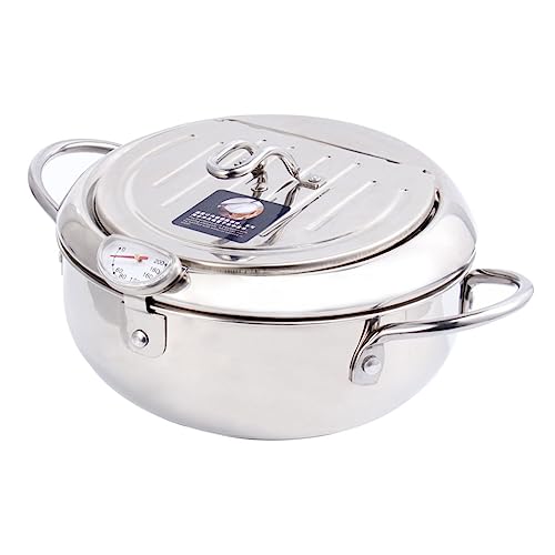SKISUNO Mini Frittierpfanne mit Thermometer und Siebeinsatz Temperaturkontrollierter Edelstahl Fritteusetopf Kompatibel mit Induktionsherd und Gasherd für Haushalt und SKISUNO Mini Frittierpfanne mit Thermometer und Siebeinsatz Temperaturkontrollierter Edelstahl Fritteusetopf Kompatibel mit Induktionsherd und Gasherd für Haushalt und von SKISUNO