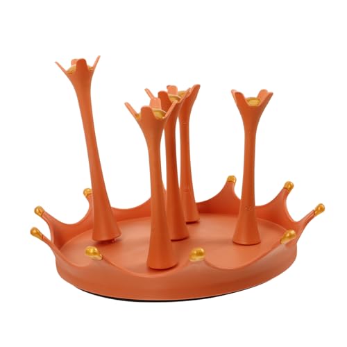 SKISUNO Rotierender Flaschenständer Abtropfgestell Wasserkannenhalter Fach Becherhalter Küchenregal Platzsparend Stabiles Design Orange SKISUNO Rotierender Flaschenständer Abtropfgestell Wasserkannenhalter Fach Becherhalter Küchenregal Platzsparend Stabiles Design Orange von SKISUNO