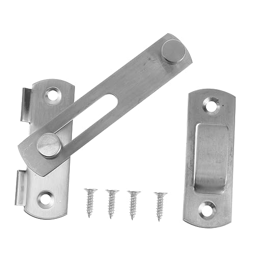 SKISUNO Edelstahl Türverschluss mit Sicherheitsmechanismus für Fenster und Möbel für Haustierkäfige Stabil und Installieren Silberfarben von SKISUNO