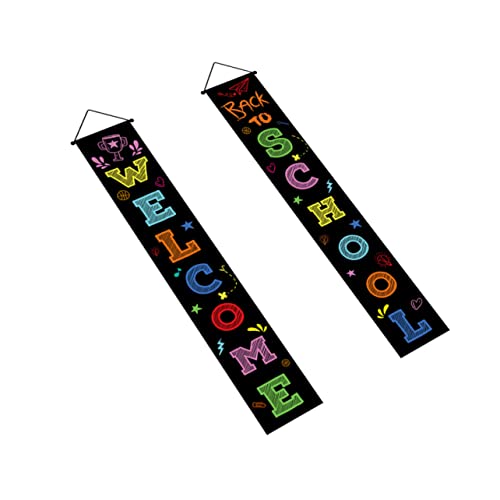 SKISUNO Welcome Back Türbanner Polyester Schulstart Dekoration mit Klarem Druck für Klassenzimmer Fenster Türen Innen Außen Party von SKISUNO
