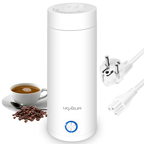 SKJJL Tragbarer Wasserkocher 400 ml, Elektrische Wasserkocher Mini, Heißwasserboiler Flaschensicherer Elektrisch Beheizter Reisekessel, 3 Minuten Schnelles Kochen mit Trennbarem Stromkabel von SKJJL