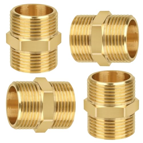 SKJJM Doppelnippel 1 Zoll, 4 Stück Messing Außengewinde, Doppelnippel Sechskant G1" AG/AG, Doppelnippel mit Sechskant Ø 32,5mm, doppelnippel G1 Zoll für Trinkwasser geeignet SKJJM Doppelnippel 1 Zoll, 4 Stück Messing Außengewinde, Doppelnippel Sechskant G1" AG/AG, Doppelnippel mit Sechskant Ø 32,5mm, doppelnippel G1 Zoll für Trinkwasser geeignet von SKJJM
