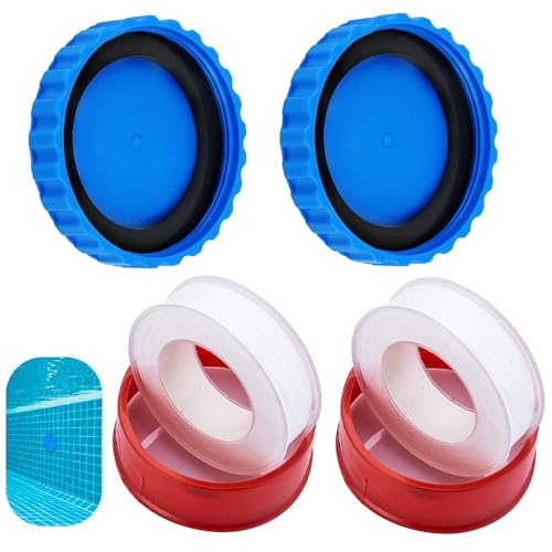 SKJJM Winterstopfen Pool, 2 Stück Winterverschluss Set für Intex und Bestway Pools, Winterstopfen Pool Stopfen mit Passenden Dichtungen, Frostsicher & Dicht Winterverschlusskappe (Blau) von SKJJM