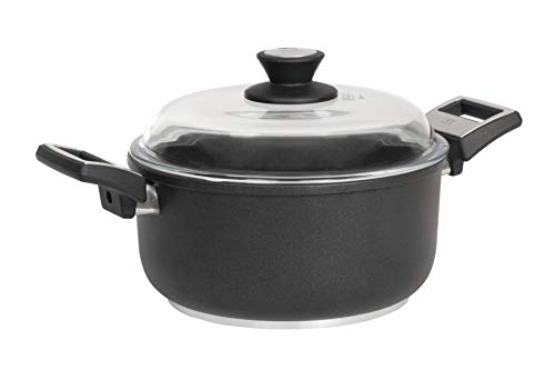 SKK 2501 Titan Induction, Guss-Kochtopf ø20cm, antihaft-beschichteter Topf, induktionsgeeignet, keramisch verstärkt, mit Seitengriffen, Backofen-fest, Made in Germany von SKK