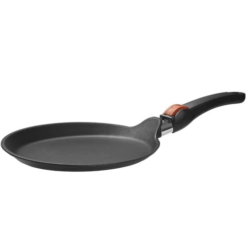 SKK Guss Crêpes-Pfanne Ø 24 cm - induktionsgeeignet - flache Antihaft Omelette Bratpfanne für Eierspeisen & abnehmbarer Griff - Made in Germany von SKK