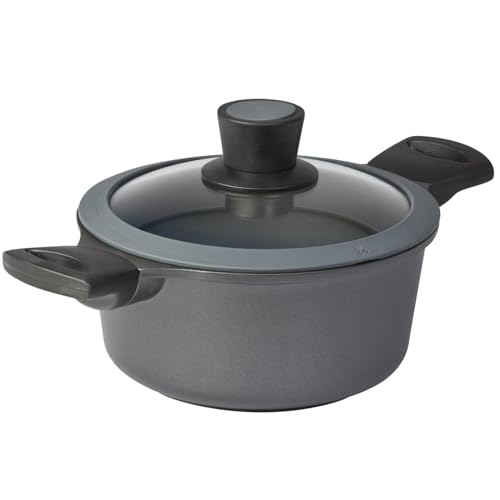SKK kleiner Aluguss Kochtopf Ø 20 cm - induktionsgeeignet - Antihaft beschichteter Universaltopf mit Glasdeckel - Made in Germany von SKK