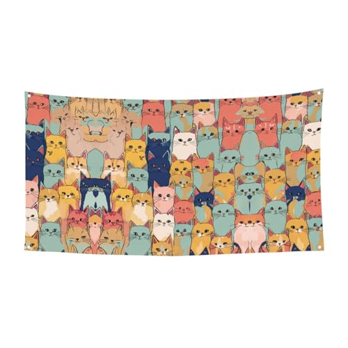 Niedliche Katzen in einer Vielzahl von Farbsprint-Party-Banner, festliche Dekorationen, Geburtstag, Karneval, Halloween, Jahrestag, Hochzeit von SKKNT