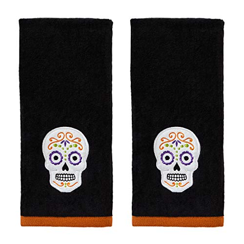 SKL Home by Saturday Knight Ltd. Sugar Skull Handtuch-Set, Schwarz, 2 Stück von SKL Home