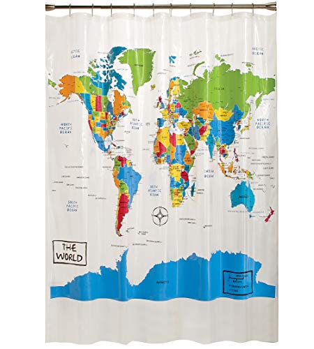 SKL Home by Saturday Knight Ltd. Duschvorhang mit Weltkarte, 178 x 183 cm, Mehrfarbig von SKL Home