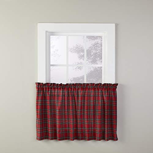 SKL Home Fireside Plaid 1 Paar Vorhangstöcke, Polyester, rot, 36" Length von SKL Home