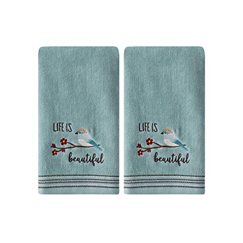 SKL Home von Saturday Knight Ltd. Life is Beautiful Handtuch-Set, Aqua, 2-teilig von SKL Home