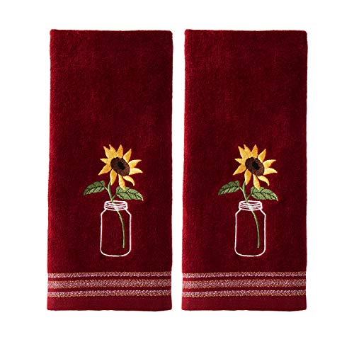 SKL HOME by Saturday Knight Ltd. Sunflower In Jar 2 Pc Hand Towel Set, Wine 2 Count von SKL HOME by Saturday Knight Ltd.