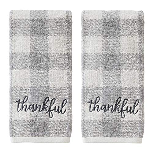 SKL HOME by Saturday Knight Ltd. Thankful Handtuch-Set, kariert, 40,6 x 65,3 cm, Grau, 2 Stück von SKL Home