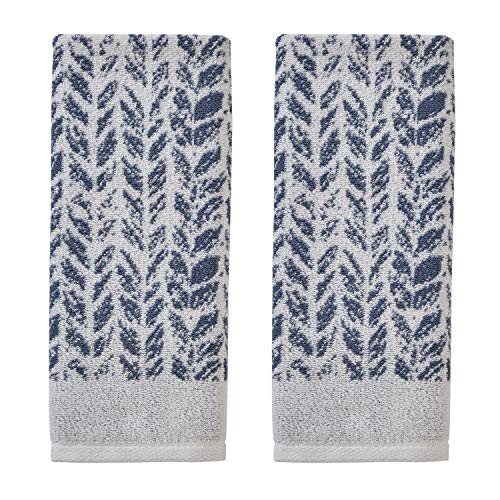SKL HOME Distressed Leaves Handtuch-Set aus 100% türkischer Baumwolle, Denim, 16" x 26", 2 von SKL Home