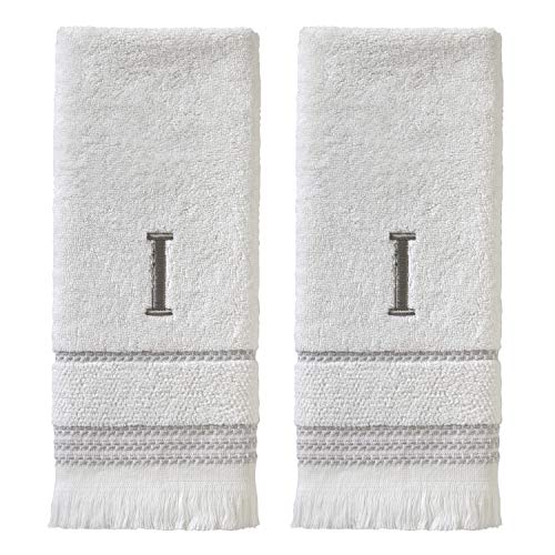 SKL Home Casual Monogram Handtuch (2er-Pack), I, Baumwolle, Weiß, 16x26 von SKL Home