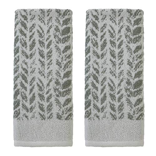 SKL Home Distressed Leaves Handtuch-Set aus 100% türkischer Baumwolle, Salbei, 16" x 26", 2 von SKL Home