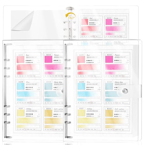 2 Pack A5 Watercolor Swatch Book Painters Color Diary 15 Sheets Water Color Paper for Artists 140lb 100% Cotton 16 Sheets Glassine Watercolor Coloring Book Binder for 6 Ring with Pvc Cover (2) von SKLENICE