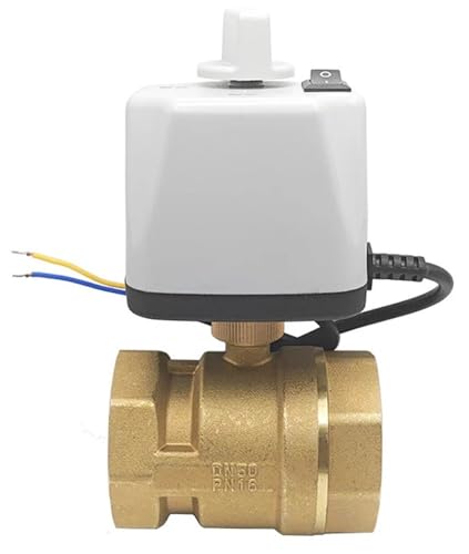 SKLIQMMV 1/2" 3/4" 1" 2" motorisierter Kugelhahn mit manuellem Schalter 2-Draht Messing 2-Wege/3-Wege elektrischer Kugelhahn 220V AC110V 24V 12V(1",24VDC_Normally Open) von SKLIQMMV