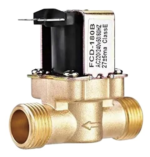 SKLIQMMV Messing Elektrisches Magnetventil AC220V DC12V Integration Wasserhahn Magnet for Ventilsteuerung Normalerweise geschlossen G1/2''(12V) von SKLIQMMV