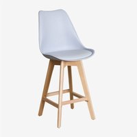 Sklum - 2er-Pack hohe Hocker 65 cm mit Kissen in Kunstleder Nordic Delphingrau von SKLUM