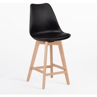 2er-Pack Barhocker 65 cm mit nordischem Kunstlederkissen Schwarz - Sklum von SKLUM