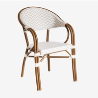 2er-Pack stapelbare Gartenstühle mit Armlehnen aus Aluminium Brielle Bistro Beige Nude - Gardenia Weiß - Sklum 2er-Pack stapelbare Gartenstühle mit Armlehnen aus Aluminium Brielle Bistro Beige Nude - Gardenia Weiß - Sklum von SKLUM