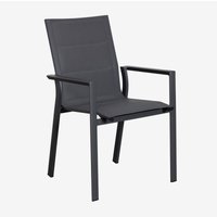 2er-Pack stapelbare Gartenstühle mit Armlehnen aus Aluminium Karena Grau Graphit - Sklum von SKLUM