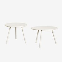 Sklum - 2er-Set Aradina Garten-Beistelltische aus Eisen Beige Leinen von SKLUM