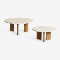 2er-Set runder Garten-Couchtische aus Aluminium Yervin Gardenia Weiß - Sklum von SKLUM