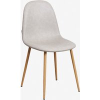 Sklum - 4er-Pack Esszimmerstühle aus Kunstleder Glamm Helles Grau Taupe Natürliches Holz von SKLUM