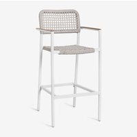 4er-Pack hohe Gartenhocker Nediam mit Armlehnen aus Aluminium und geflochtenem Seil Weiss - Sklum von SKLUM