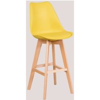 SKLUM 4er-Pack hohe Hocker 75 cm mit Kissen aus Kunstleder Nordic Gelb Curry von SKLUM