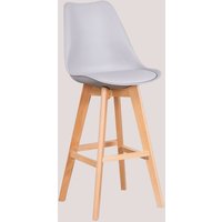 SKLUM 4er-Pack hohe Hocker 75 cm mit Kissen aus Kunstleder Nordic Helles Grau von SKLUM