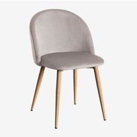 4er Set Esszimmerstühle aus Samt Kana Grau Taupe Natur - Sklum 4er Set Esszimmerstühle aus Samt Kana Grau Taupe Natur - Sklum von SKLUM