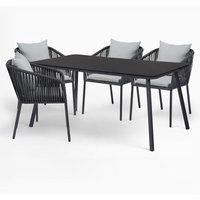 Arhiza Classic rechteckiges Tischset, 160 x 90 cm, und 4 Gartenstühle aus Aluminium. Grau Graphit - Sklum von SKLUM