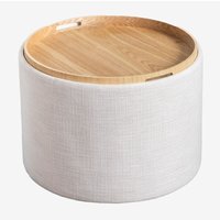 Sklum - Berkeleni runder gepolsterter Couchtisch mit Tablett und Stauraum Ø55 cm Sklum - Berkeleni runder gepolsterter Couchtisch mit Tablett und Stauraum Ø55 cm von SKLUM