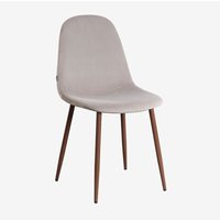 Sklum - Esszimmerstuhl aus Samt Glamm Grau Taupe Dunkles Holz von SKLUM