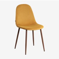 Sklum - Esszimmerstuhl aus Samt Glamm Senf Dunkles Holz von SKLUM