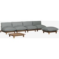 Garten-Set mit 4-teiligen modularen, verstellbaren Sofa, Couchtisch und Pouf aus Akazienholz Brina Grau Anthrazit - Sklum von SKLUM