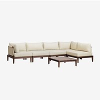 Garten-Set mit 5-teiliger modularer Ecksofa und Couchtisch aus Akazie Giulia Creme-Beige - Sklum von SKLUM