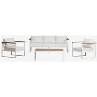 Gartenset mit 3-Sitzer-Sofa, 2 Sesseln und Couchtisch aus Aluminium und Lipov-Akazienholz Gardenia Weiß - Sklum Gartenset mit 3-Sitzer-Sofa, 2 Sesseln und Couchtisch aus Aluminium und Lipov-Akazienholz Gardenia Weiß - Sklum von SKLUM