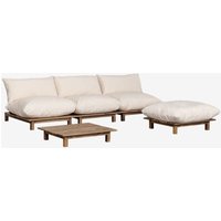 Gartenset mit 3-teiligem modularen Liegesofa für den Garten mit Couchtisch und Pouf aus Brina-Akazienholz Creme-Beige - Sklum Gartenset mit 3-teiligem modularen Liegesofa für den Garten mit Couchtisch und Pouf aus Brina-Akazienholz Creme-Beige - Sklum von SKLUM