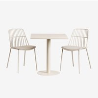Mizzi 70x70 cm quadratisches Tischset und 2 Maeba Gartenstühle Beige Tapioca - Sklum von SKLUM